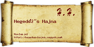 Hegedűs Hajna névjegykártya